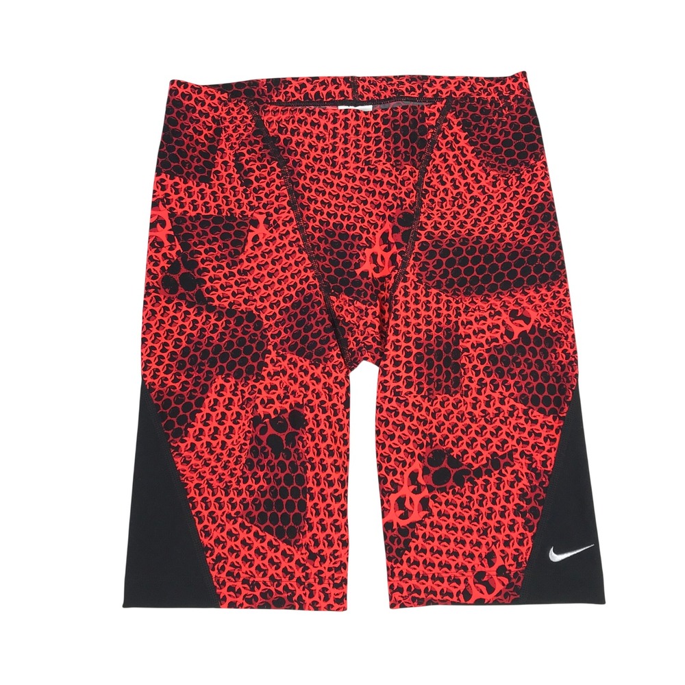 Nike Mens Swim Jammer Red Black Honeycomb Print Training Shorts NESS8012 Size 32